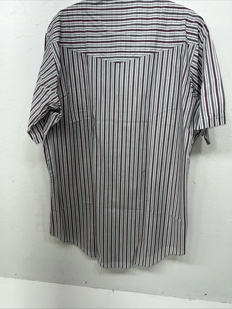 New Men’s Red Stripped ELY Cattleman Short Sleeve Pearl Snap Shirt 16.5 LT S-20