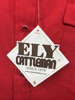 New Men’s ELY Cattleman Red Simple Long Sleeve Pearl Snap 17 X 35 XL M-78