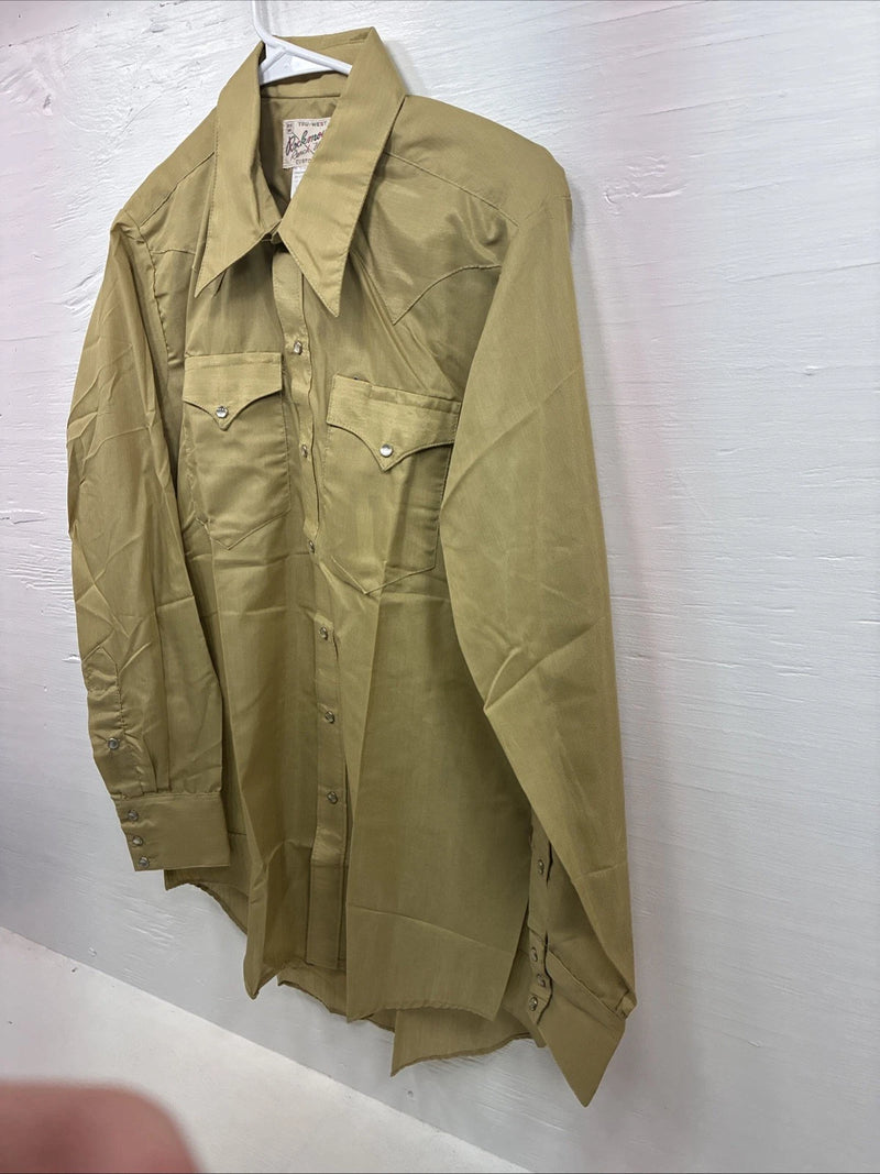 New Men’s Rockmount Green Long Sleeve Pearl Snap Medium X-10