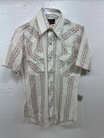 New Men’s Champion Western White Stripe Long Sleeve Pearl Snap 14.5 Small AA-95