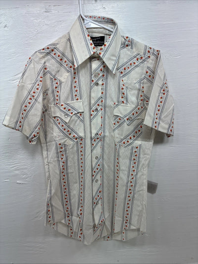 New Men’s Champion Western White Stripe Long Sleeve Pearl Snap 14.5 Small AA-95
