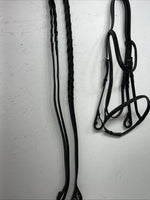 New Silver Fox Black English Snaffle Bridle BB-18 