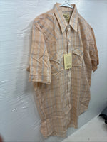 New Men’s ELY Cattleman Orange Plaid Short Sleeve Pearl Snap Large CC-68