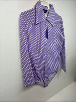 Me Women’s Panhandle Slim Purple Body Suit Long Sleeve Button Up Size 42 LL-43