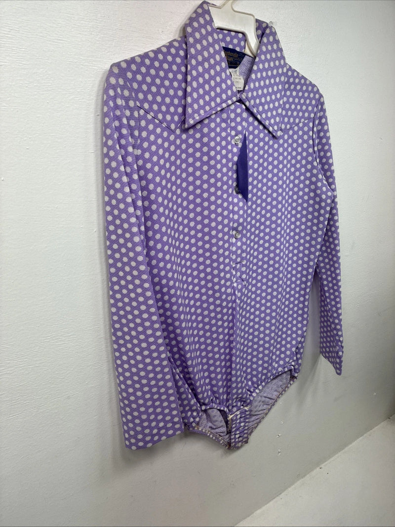 Me Women’s Panhandle Slim Purple Body Suit Long Sleeve Button Up Size 42 LL-43