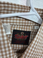 New Mems Western Shirt Brown Checkered Short Sleeve Pearl Snap Small AA-103