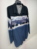 New Women’s Cumberland Multicolor Horse Design Long Sleeve Pearl Snap 2XL GG-42