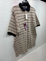 New Men’s Wrangler Tan Black Stripe Short Sleeve Polo Shirt Large V-6