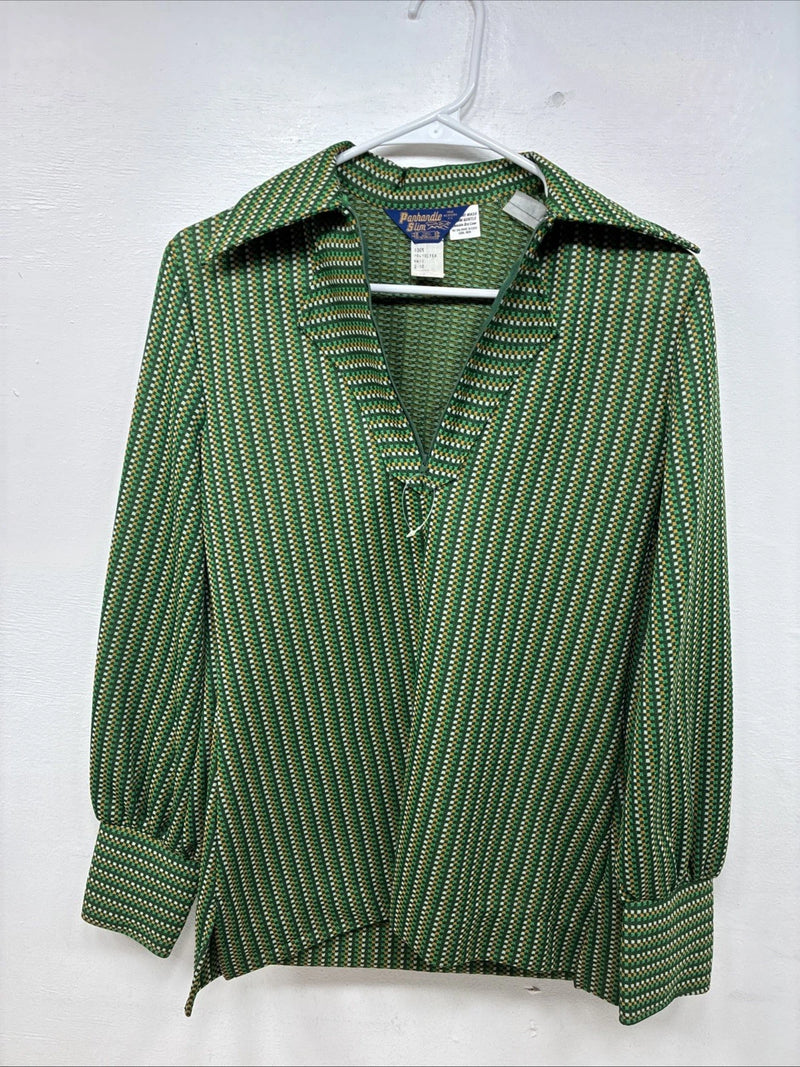 New Women’s Panhandle Slim Green Design Long Sleeve Half Zip Size 12 TT-61
