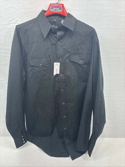 New Men’s White Horse Black Long Sleeve Pearl Snap XLT F-52