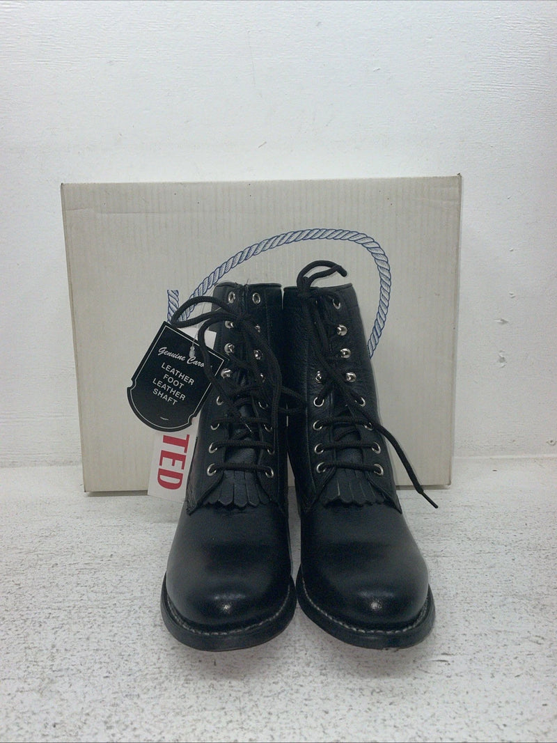 New Youth Black Lace Up A Jama Product Cowboy Boots. Y 5110 G. 2-111