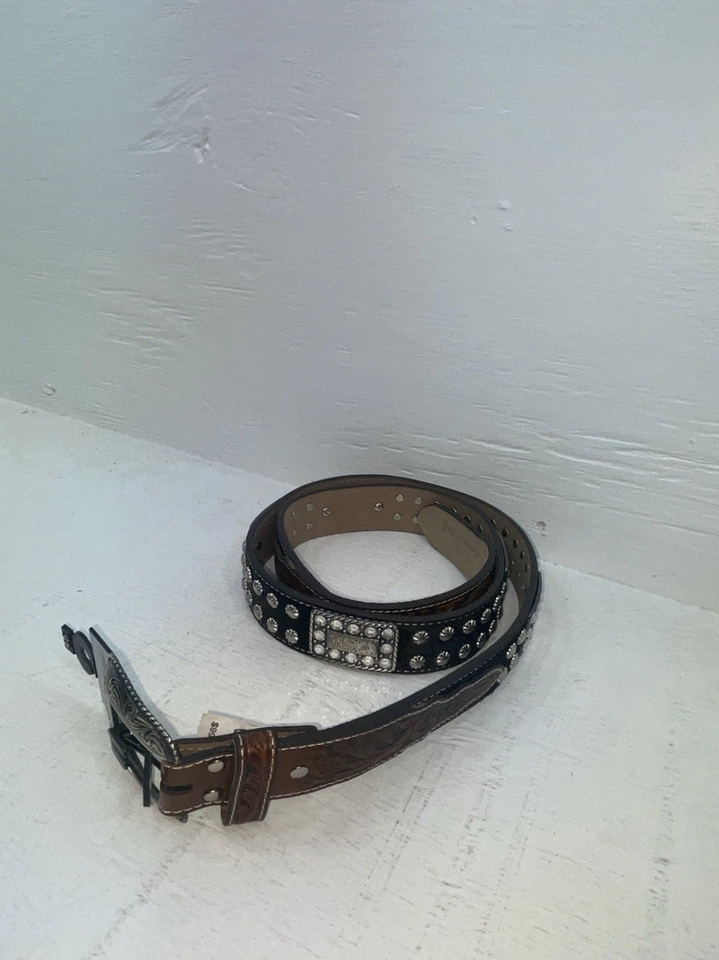 New Black Genuine Leather Nocona Bling And Tooled 46” Belt #M2498267 NN-137