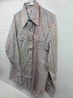 New Men’s Tem Tex Multicolor Stripe Long Sleeve Pearl Snap 16.5 X 34 Large R-18