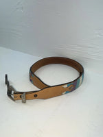 New Brown Genuine Leather Textan Colored Stripes 34” Belt #028856 Z-148