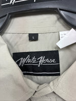 New Men’s White Horse Green Long Sleeve Pearl Snap Large CC-30