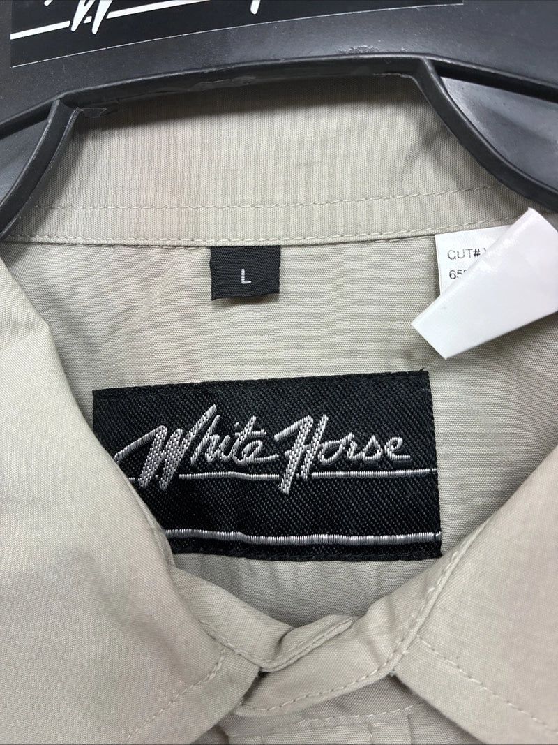 New Men’s White Horse Green Long Sleeve Pearl Snap Large CC-30
