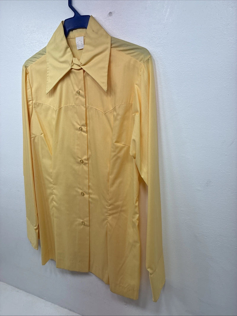 New Women’s Yellow Long Sleeve Pearl Snap Size 36 II-8