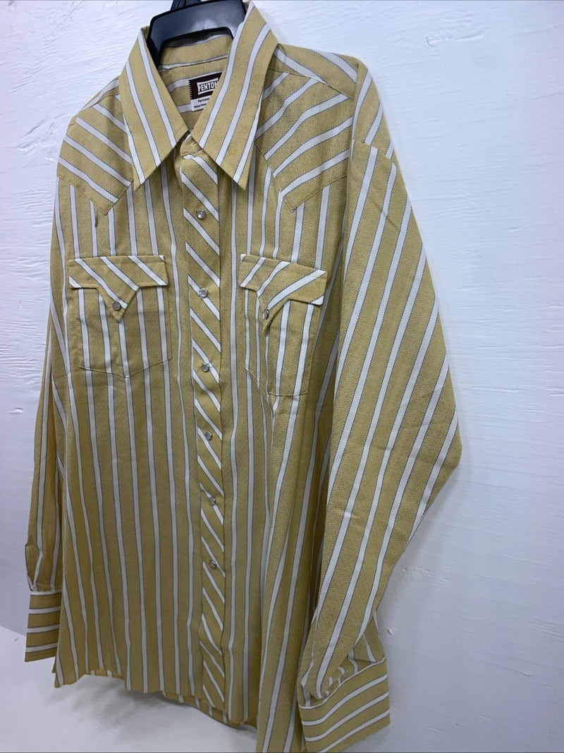 New Men’s Fenton Yellow Long Sleeve Pearl Snap Medium B-96