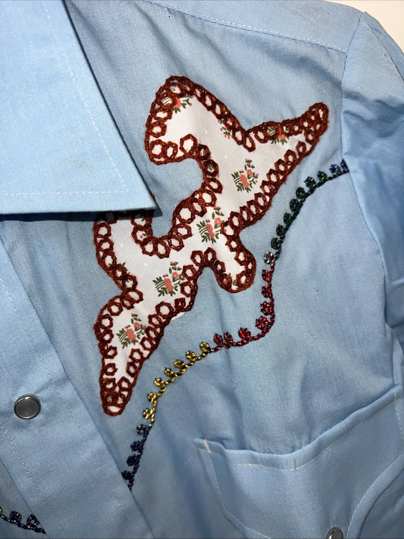 New Men’s Blue Champion Westerns Long Sleeve Pearl Snap Shirt. 15x33 M S-6