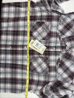 New Women’s Cumberland Purple Plaid Long Sleeve Pearl Snap 1XL GG-23