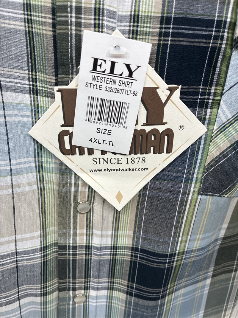 New Men’s ELY Cattleman Multiple Color Flannel Short Sleeve Pearl Snap 4XL F-48