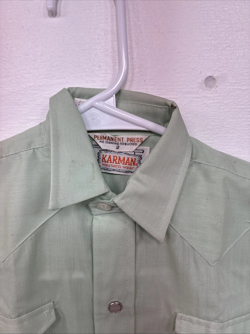 New Kids Karman Green Long Sleeve Pearl Snap Size 2 DD-146