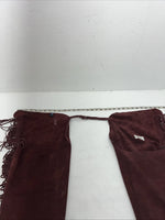 New Burgundy Congress Leather Show Chaps Adjustable Waist 31” N-23