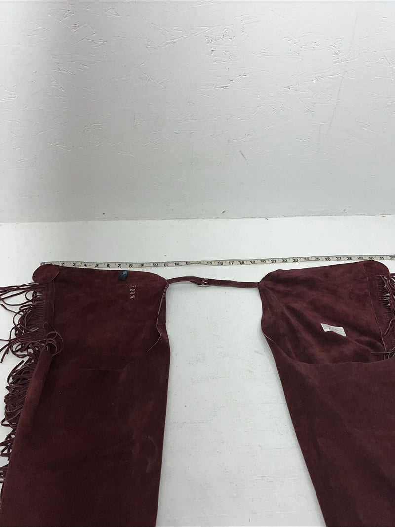 New Burgundy Congress Leather Show Chaps Adjustable Waist 31” N-23