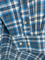 New Men’s ELY Cattleman Blue Plaid Long Sleeve Pearl Snap Large Q-34