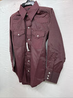 New Kids White Horse Purple Stripe Long Sleeve Pearl Snap Medium DD-21