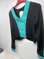 New Women’s Cowboy Threads Black Blue Long Sleeve Button Up Size Large TT-140