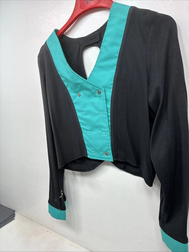 New Women’s Cowboy Threads Black Blue Long Sleeve Button Up Size Large TT-140