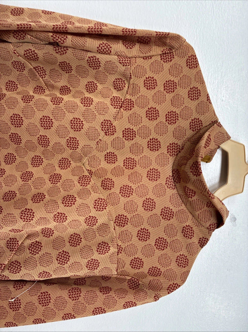 New Women’s Panhandle Slim Tan Red Long Sleeve Half Zip Shirt Size 18 TT-90