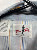 New Men’s Tem Tex Blue Stripe Long Sleeve Pearl Snap 16 X 33 Large R-16