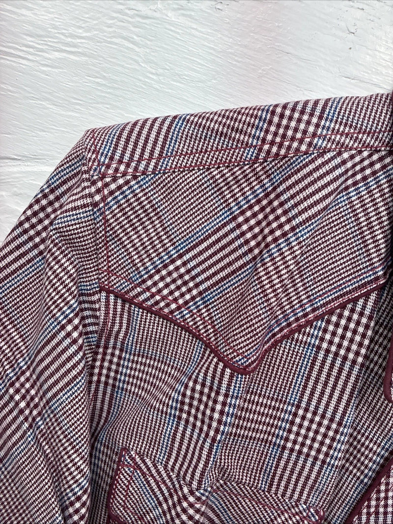 New Men’s Champion Western Red Plaid Long Sleeve Pearl Snap 15 Medium AA-64
