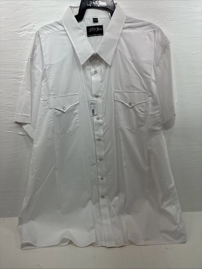 New Men’s White Horse White Shirt Sleeve Pearl Snap 4XL E-96