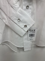 New Boys ELY Cattleman White Long Sleeve Pearl Snap Size 8 MM-15