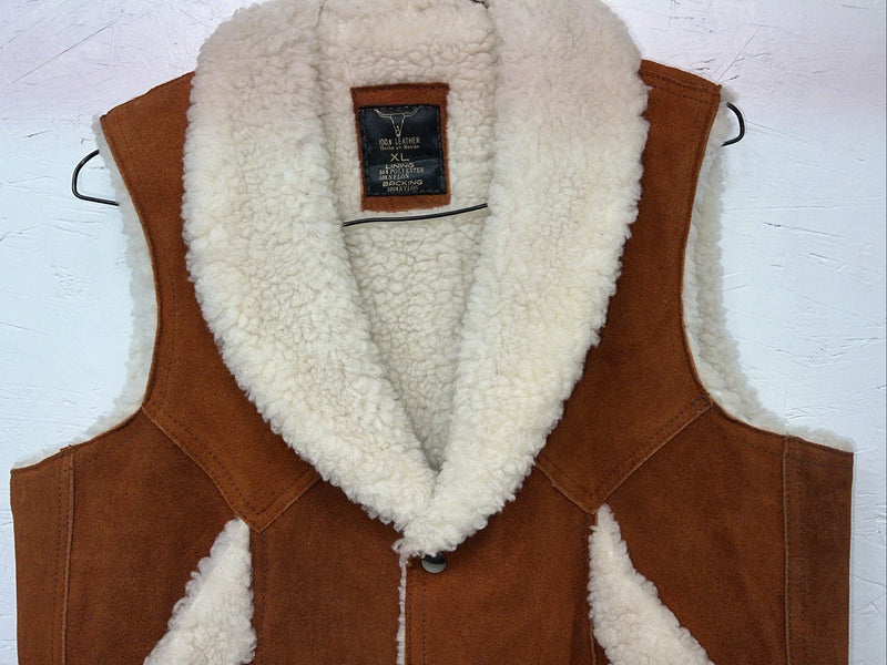 New Women’s Steerbrand Orange Leather Wool Vest XL Q-601