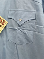 New Men’s ELY Cattleman Blue Simple Long Sleeve Pearl Snap XL F-86
