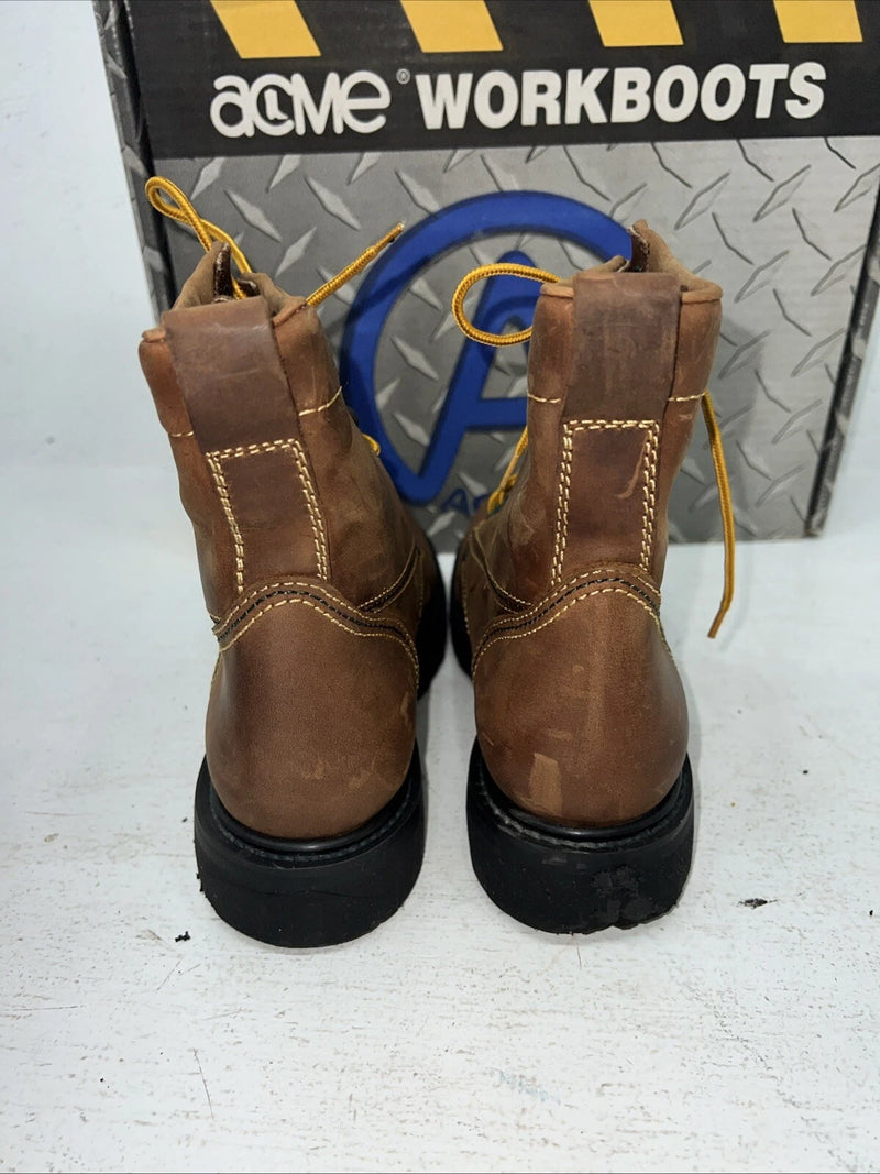 New Women’s Brown Lace Up Acme Work Boots. 08070 7.5 7 1/2 M. 17-84
