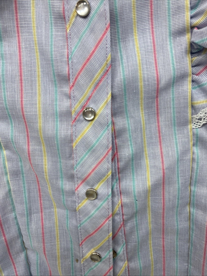 New Kids Kid Kountry Purple Stripe Long Sleeve Pearl Snap Size 10 TT-86