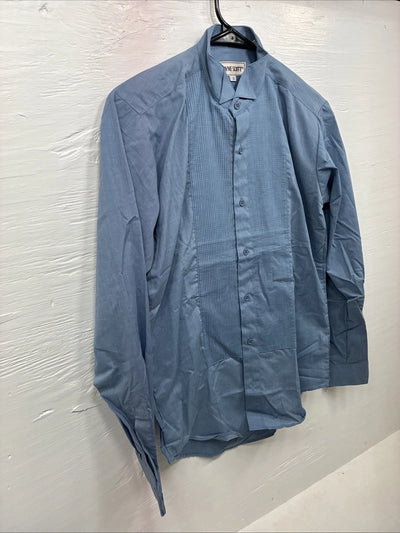 New Wayne Scott Blue Long Sleeve Button Up English Shirt Small AA-83