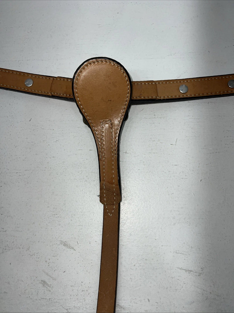 New Leather Circle Y Breast Collar With Bronze Metal Plates. #4287,1009 S-42