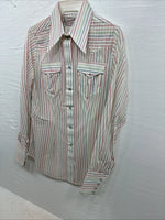 New Kids Rockmount Multicolor Stripe Long Sleeve Pearl Snap Size 32 CC-109