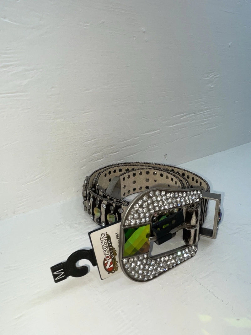 New Zebra Print Genuine Leather Nocona Bling M Belt #N1330999 Z-130