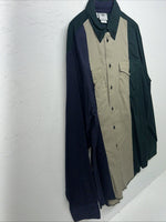 New Men’s Green Tan Blue Cowboy Threads Button Up Long Sleeve Shirt. Large P-27