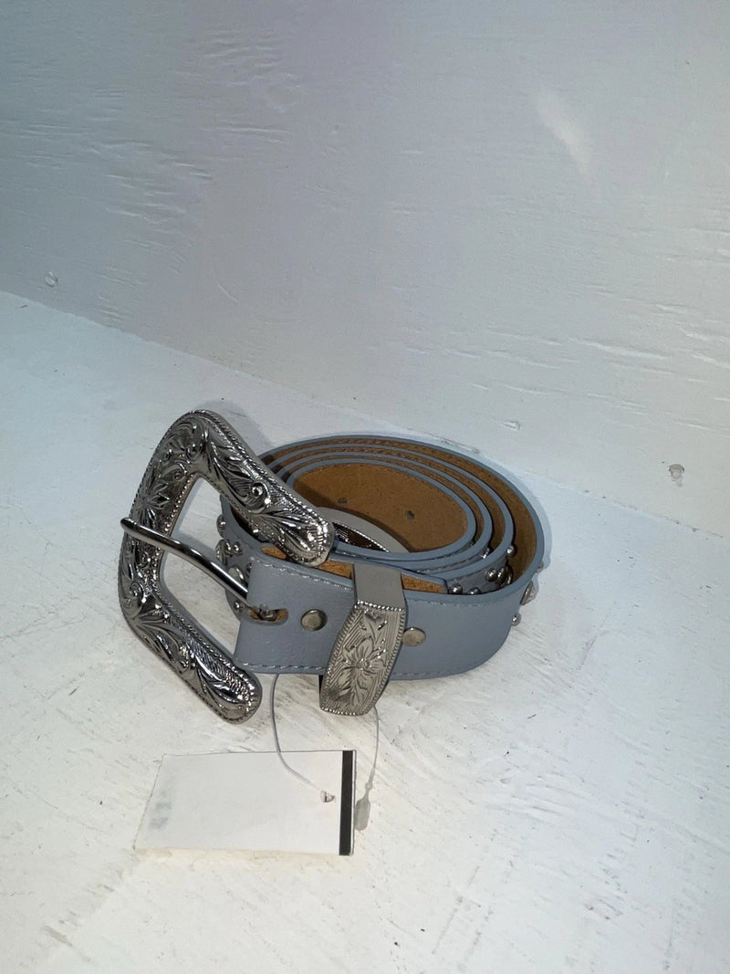 New Blue Genuine Leather 3D Silver Bling 38” Belt #667 JJ-80 