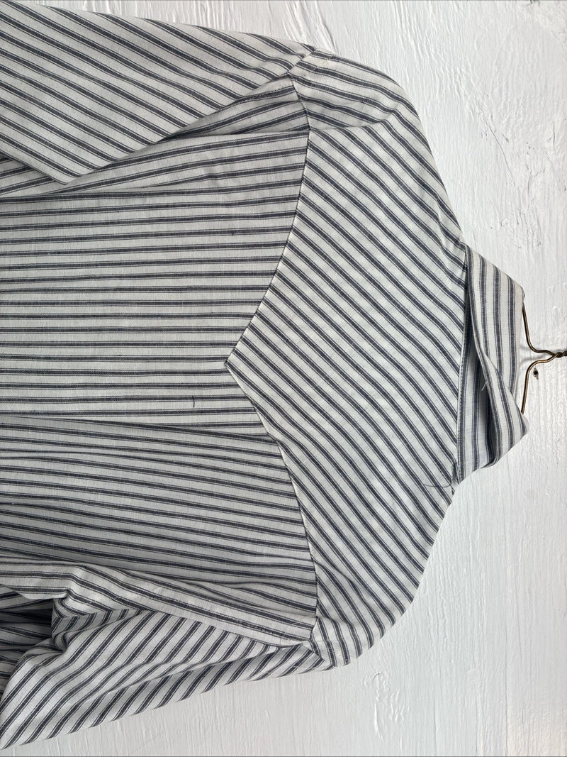 New Men’s Champion Western Gray Stripe Long Sleeve Pearl Snap 16 Large V-110