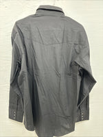 New Men’s ELY Cattleman Black Simple Long Sleeve Pearl Snap 17.5 X 35 XL J-29
