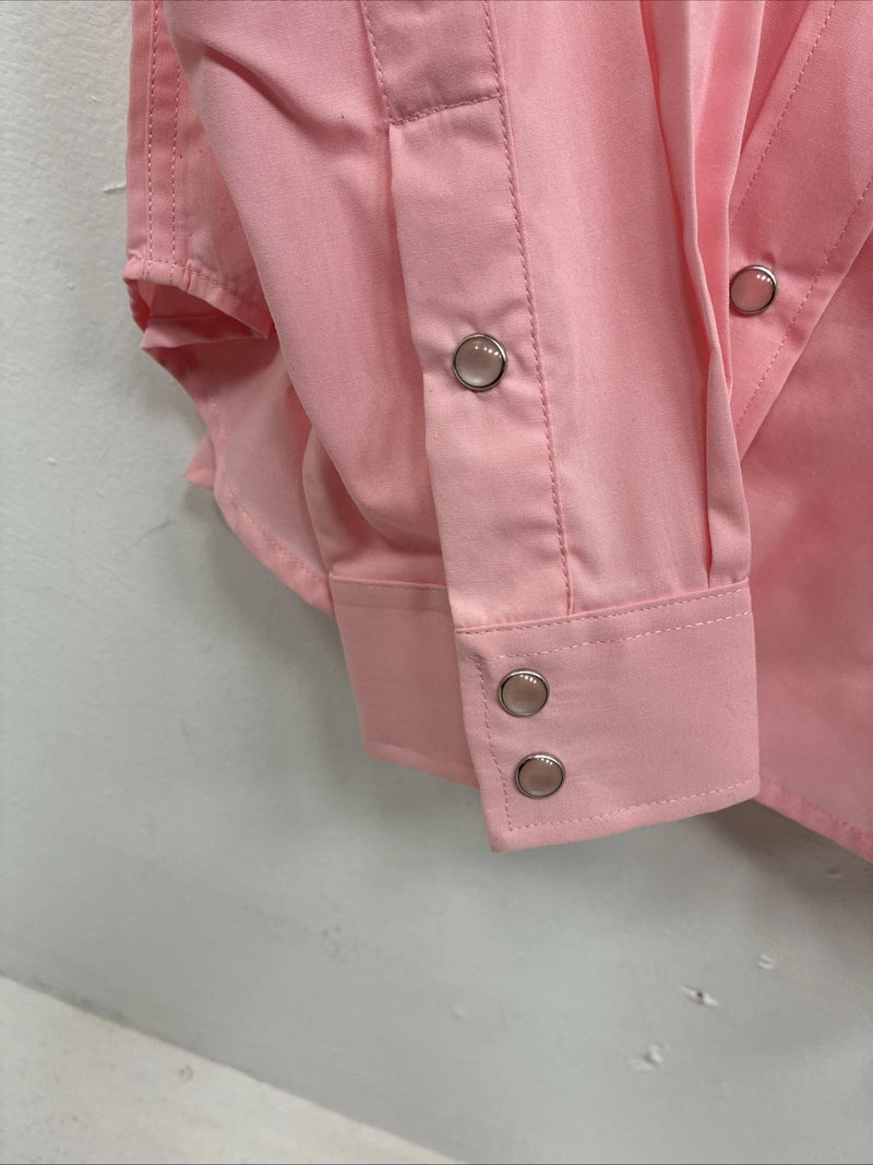 New Women’s White Horse Pink Long Sleeve Pearl Snap Small DD-99